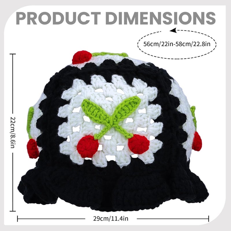 Busnos Crochet Bucket Hats for Women Handmade Hat Cute Foldable Knitted Hats for Women - Image 3
